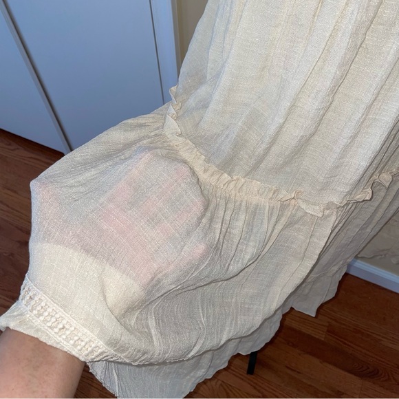 Beige Crochet Top Backless Mini Beach Coverup Dress - Picture 10 of 11